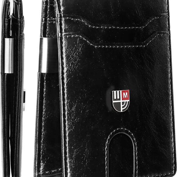 Men's Slim Leather Wallet RFID Blocking 12 Card Slots - Picture 1 of 10